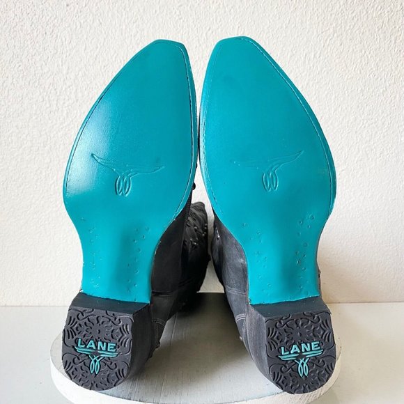 Lane Cossette Embellished dark Gray Heeled Boots - Picture 8 of 9